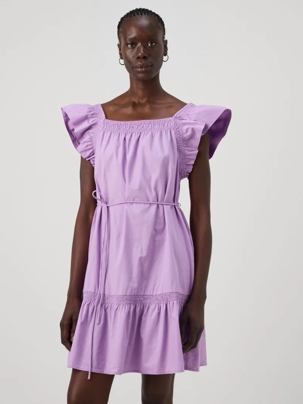 Gap Lilac Ruffle Sleeve Square-Neck Dress